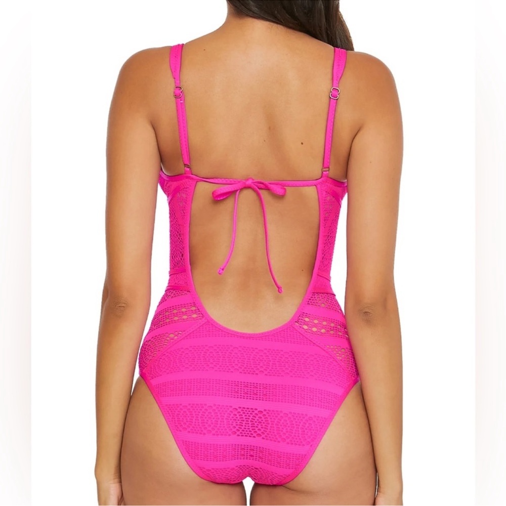 NWT BECCA Color Play Pink Flambe' Plunge One Piece - Picture 6 of 13